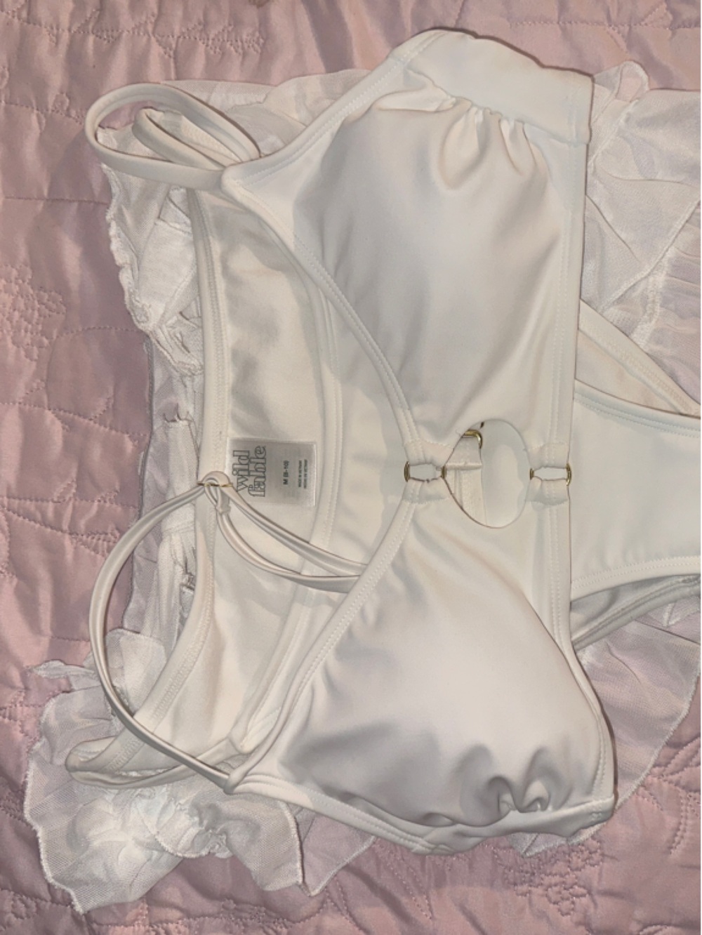 wild fable White Ring-Front Bikini Top